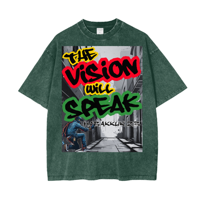 The Vision Will Speak – Habakkuk 2:3|Acid Wash Over-sized T-Shirt.