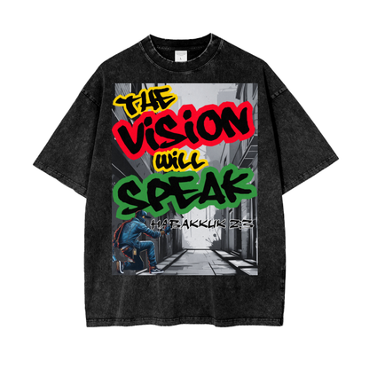 The Vision Will Speak – Habakkuk 2:3|Acid Wash Over-sized T-Shirt.