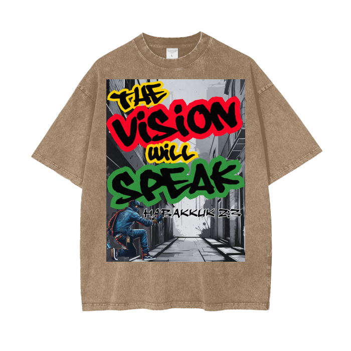 The Vision Will Speak – Habakkuk 2:3|Acid Wash Over-sized T-Shirt.